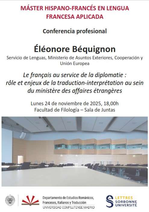 Conferencia Éléonore Béquignon: Le français au service de la diplomatie - lunes 24 de noviembre 2025 18h00